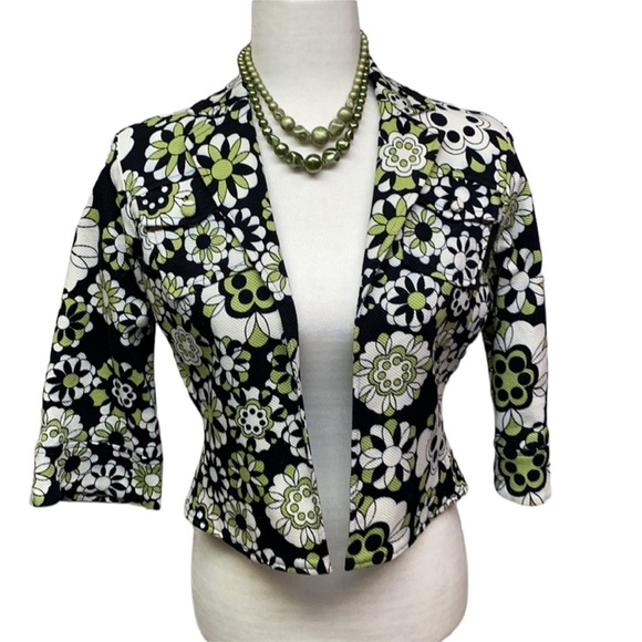 Bob Mackie Floral Waffle Fabric Crop Jacket - Picture 1 of 4